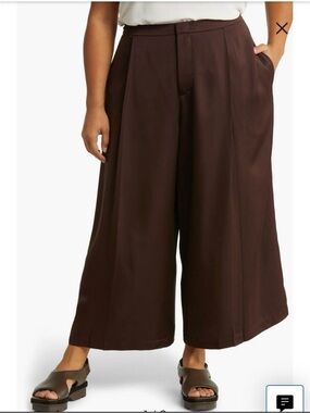Vince women’s satin pleat front crop brown pants